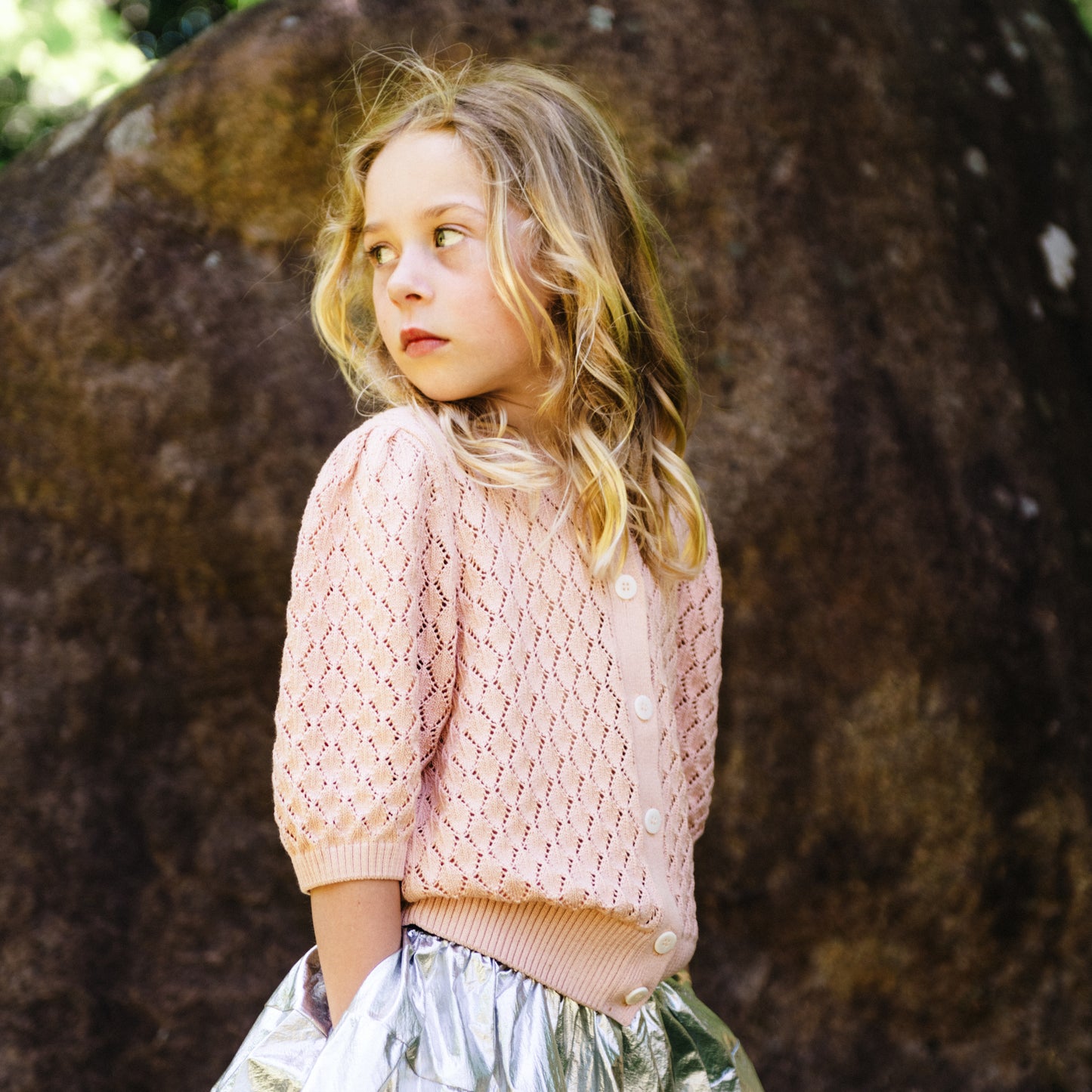POINTELLE CARDI - Peach