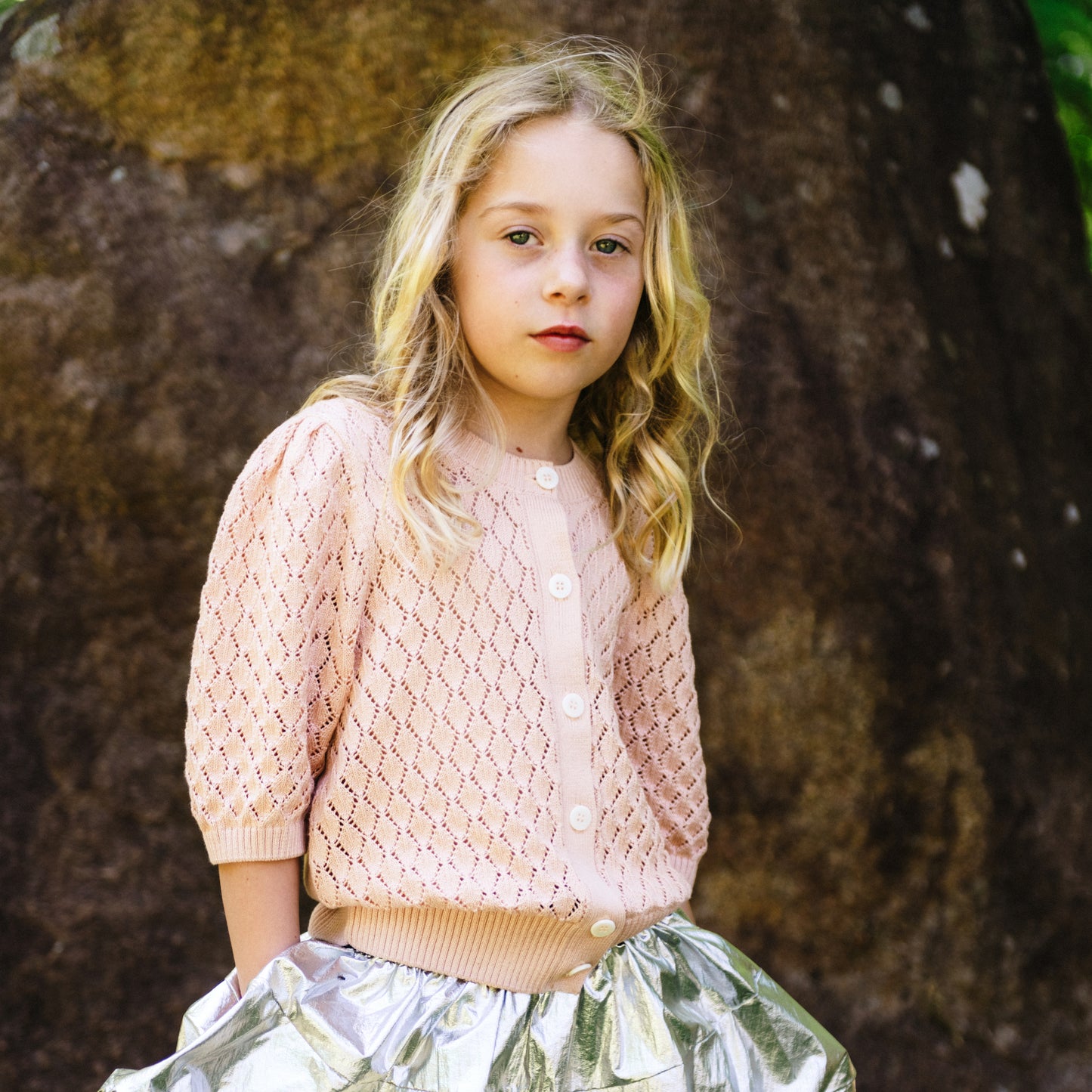 POINTELLE CARDI - Peach