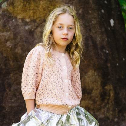 POINTELLE CARDI - Peach
