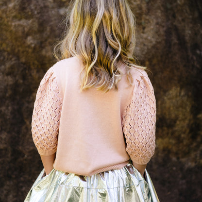 POINTELLE CARDI - Peach